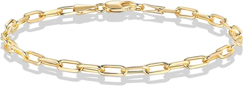 Miniatura 3 de PAVOI Pulsera ajustable chapada en oro de 14 quilates con clipbordilloFigaro para mujer