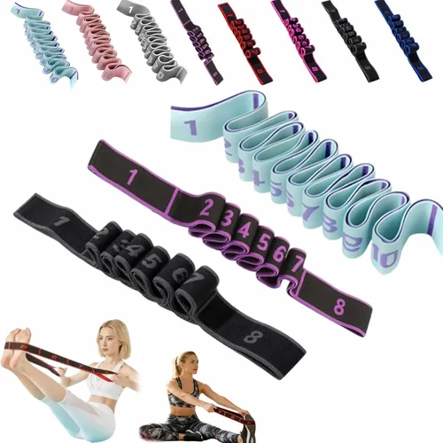Miniatura 18 de Banda de resistencia de fitness para estiramiento y yoga, bandas de resistencia con asas para brazos, ejercicio de tirador de moda, bandas