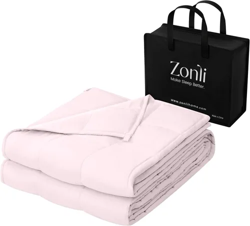 Miniatura 23 de ZonLi Manta pesada para adultos (48 x 72 pulgadas, 12 libras, verde oscuro) manta pesada de enfriamiento de alta transpirabilidad, material suave