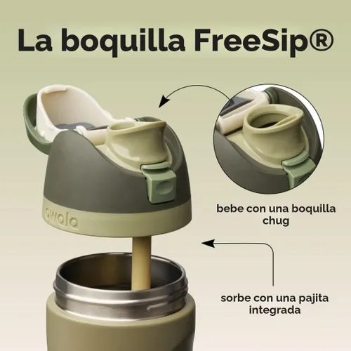 Miniatura 2 de Owala FreeSip - Botella de agua aislada de acero inoxidable con popote, botella de agua deportiva sin BPA, ideal para viajes, 24 onzas, todoterreno