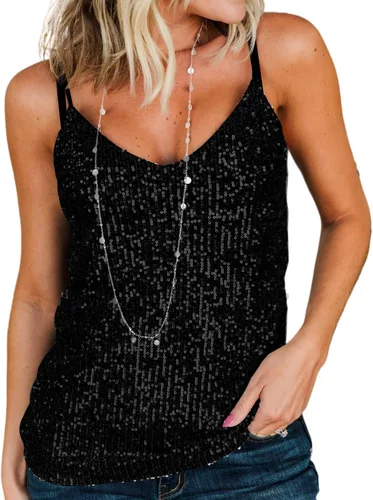 lime flare Camiseta sin mangas sexy brillante para mujer, camisola de lentejuelas discoteca de Las Vegas