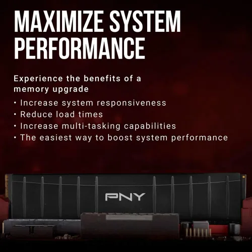 Miniatura 5 de PNY XLR8 Gaming 16GB (2x8GB) DDR4 DRAM 3200MHz (PC4-25600) CL16 1.35V Kit de memoria de escritorio de doble canal de perfil bajo (DIMM)