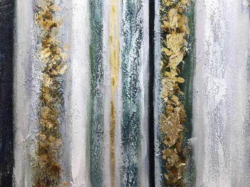Miniatura 7 de Boiee Arte, 24 x 48 pulgadas, lámina dorada pintada a mano, líneas minimalistas, arte de pared, pinturas al óleo abstractas neutrales, gris oscuro