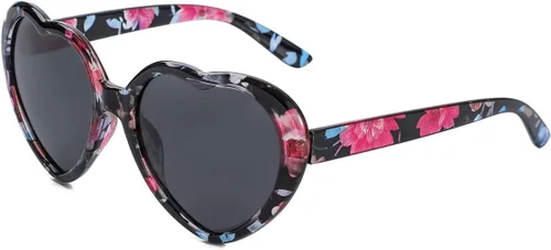 JOVAKIT Lentes de sol polarizados en forma de corazón para mujer, estilo vintage, encantadores, retro, de gran tamaño, lentes de protección UV400