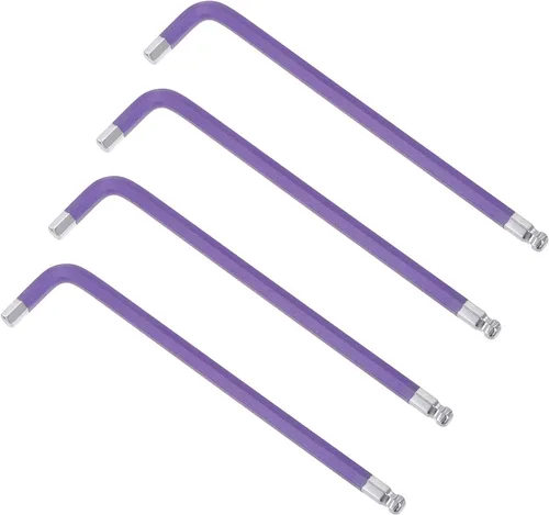 Miniatura 10 de uxcell Llave hexagonal de extremo de bola de 0.197 in, herramienta de reparación de acero S2 en forma de L con brazo largo, 4 piezas Naranja