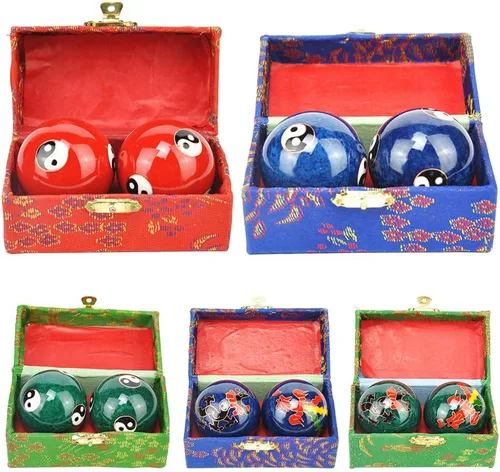Miniatura 8 de Xiaokeis 2 pelotas de Baoding, bolas chinas para ejercicio de salud, balón de mano de masaje de meditación con caja, pelota de ejercicio de mano