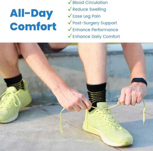 Miniatura 6 de IRAMY Calcetines de compresión de tobillo Coolmax para mujeres y hombres, calcetines que absorben la humedad, alivio de la fascitis plantar, 3/5
