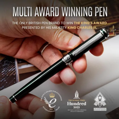Miniatura 7 de Scriveiner – Bolígrafo roller color verde y negro, con acabado cromado y repuesto de tinta Schmidt, elegante opción de regalo para hombres y 15. Muy