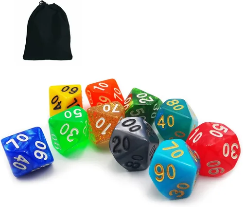 Miniatura 10 de Bescon - Juego grande de dados poliédricos aleatorios, juego de dados DND de tamaño estándar, 100 unidades en una variedad de colores y efectos