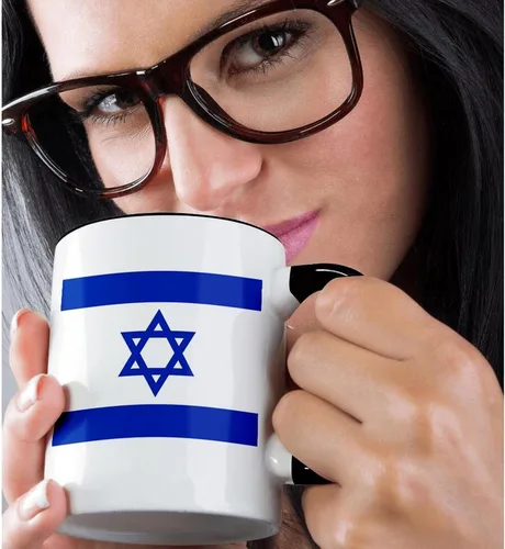 Miniatura 2 de 3dRose (mug_151420_4) Bandera israelí - Azul y blanco con estrella magen David - Estado judío de Israel - Judaísmo - Sionismo - Taza negra de dos