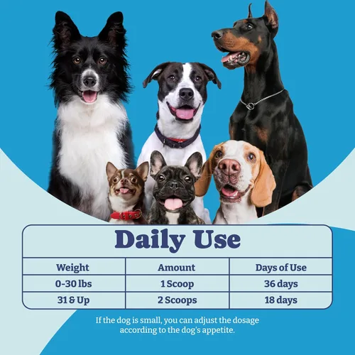 Miniatura 6 de Suplementos para perros, suplementos para perros, súper mezcla en polvo 9 en 1, vitaminas para perro, con polvo de pescado de Islandia, apoyo a