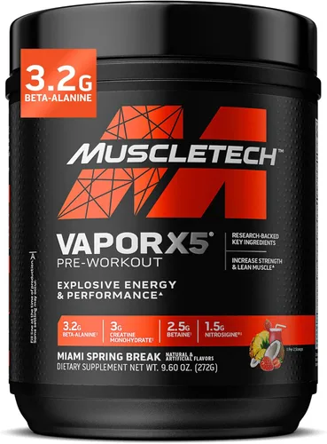 Miniatura 7 de MuscleTech Vapor X5 - Polvo de preentrenamiento, suplementos de nutrición deportiva para construcción muscular para mujeres y hombres, mezcla