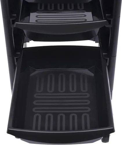 Miniatura 7 de Carrito profesional de salón, carrito de salón negro con asa y ruedas, 5 cajones y 2 soportes para secadora de pelo, bandeja lateral, carrito