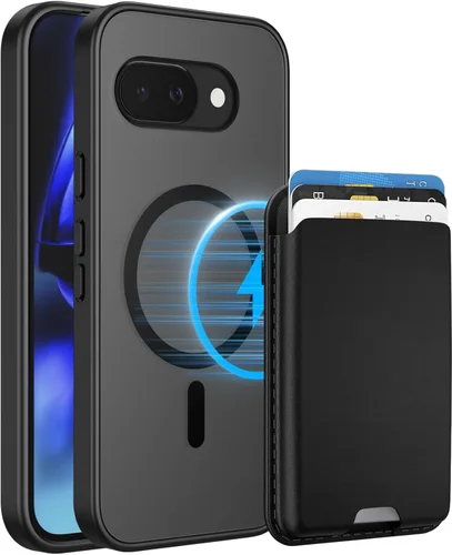Funda magnética para Google Pixel 9A, cartera magnética desmontable con tarjetero [compatible con MagSafe] de grado militar, a prueba de golpes,