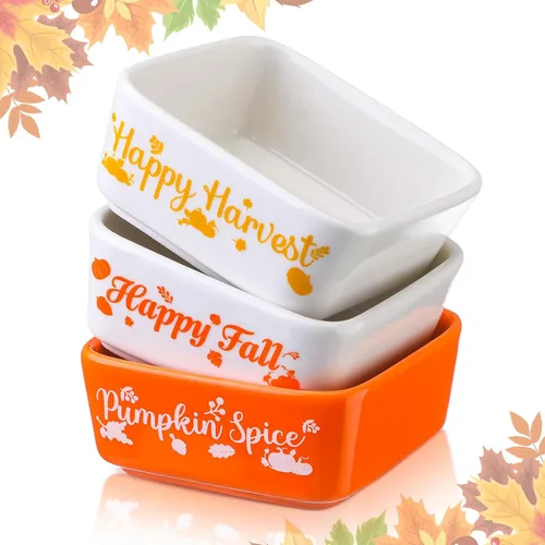Miniatura 11 de Tanlade 3 piezas de tazón de caramelos de Halloween, mini plato para decoración de bandeja escalonada, tazón de caramelos de maíz cerámico