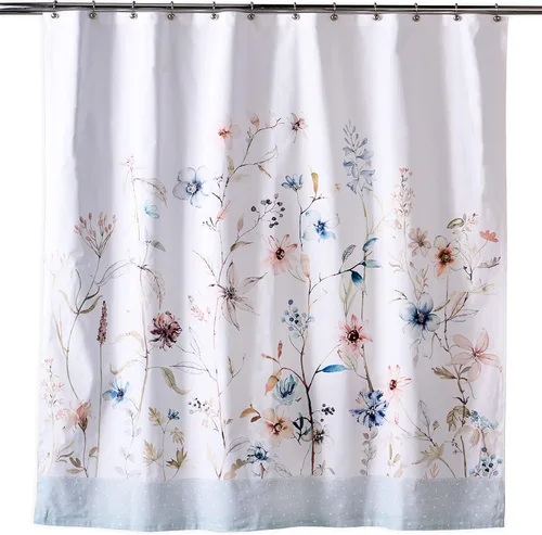 Miniatura 31 de Maison d' Hermine Cortina de ducha 100% algodón, un panel, 70 x 72 pulgadas, cortinas de ducha de tela lavable para baño, fácil de colgar con 12