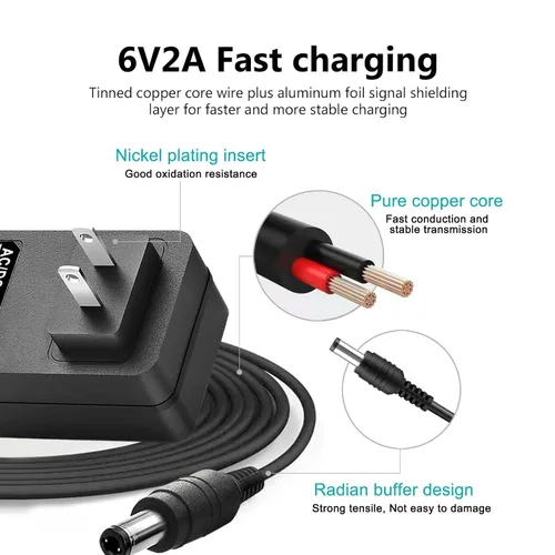 Miniatura 2 de Fuente de alimentación 6V 2A Adaptador de CA DC 6Volt Adaptador de corriente Cargador DC en 6V Cable de alimentación para elíptica ProForm XP 110