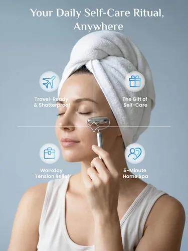 Miniatura 7 de Rena Chris Gua Sha y juego de rodillos faciales: rodillo de acero inoxidable antirotura para un uso duradero, esculpir la mandíbula y reducir