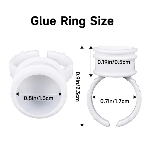 Miniatura 2 de G2PLUS Anillos de pegamento para extensiones de pestañas, 100 piezas de anillos desechables para pigmentos, soporte de pegamento de pestañas blanco
