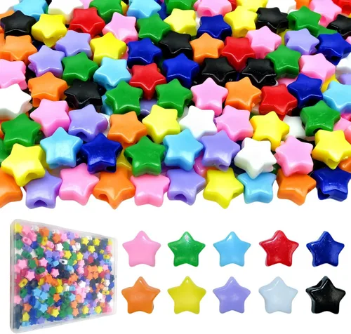 Miniatura 13 de Amaney - 500 cuentas de plástico para poni de 0.236 x 0.354 in, mezcla de colores mezclados con purpurina transparente