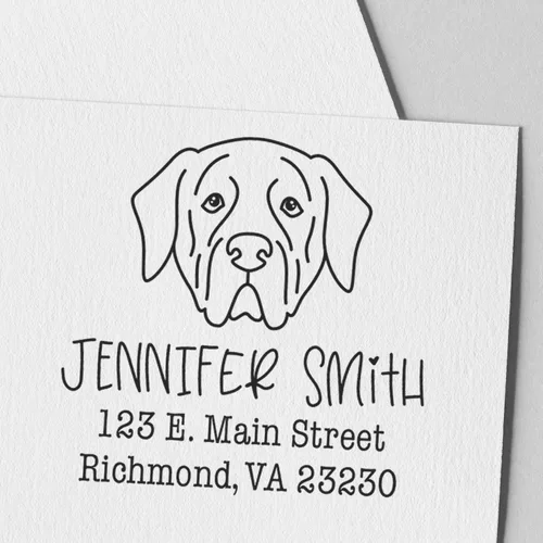 Miniatura 8 de Sello de dirección personalizado Basset Hound – Sello personalizable con nombre y dirección para sobres, ideal para amantes de los perros