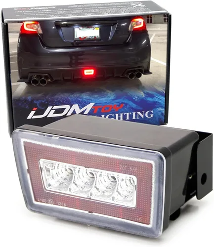 iJDMTOY Lente transparente con reflector rojo 3 en 1 luz antiniebla trasera LED completa compatible con Subaru Impreza WRX/STI, Crosstrek, función