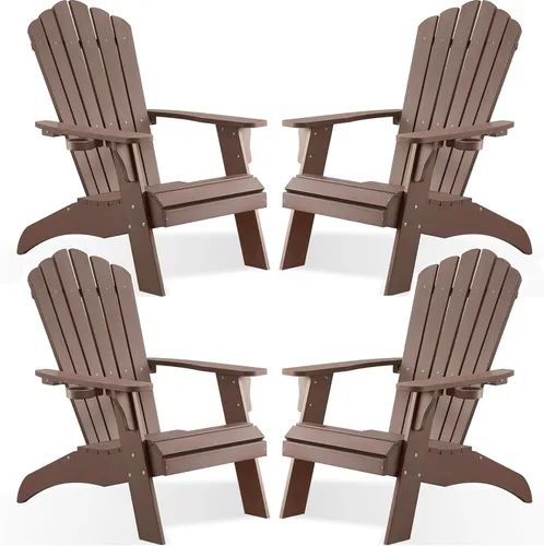 Miniatura 16 de Psilvam Silla Adirondack, silla para hoguera de madera de polietileno de gran tamaño con soporte para tazas, sillas de patio de soporte de 350 Blanco
