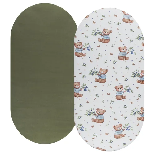 Miniatura 28 de Juego de sábanas de moisés, paquete de 2 sábanas bajeras ajustadas, elásticas, ultra suaves, para colchón de cuna rectangular ovalada de reloj
