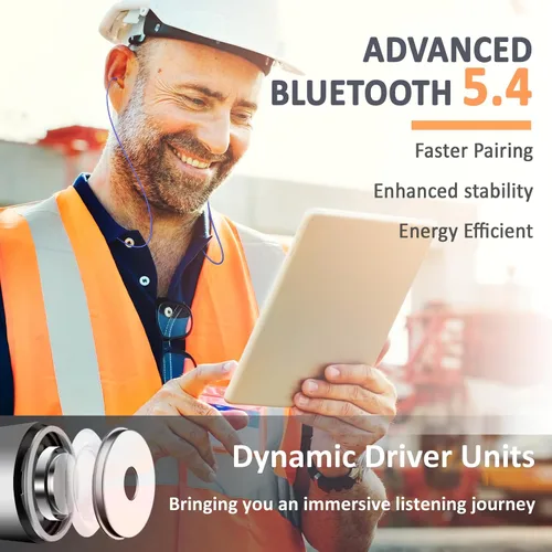 Miniatura 5 de Auriculares Bluetooth con reducción de ruido de 29 dB para el trabajo, auriculares inalámbricos con banda para el cuello con batería de 30 horas