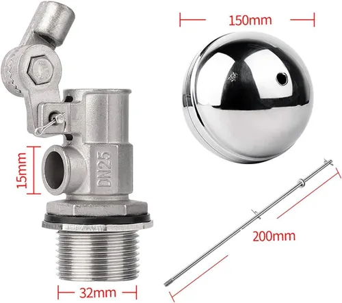 Miniatura 2 de Válvula de flotador de acero inoxidable 304 1/2 3/4 1 1.2 1.5 2 pulgadas tanque de agua válvula de bola para control de nivel de agua caliente/fría