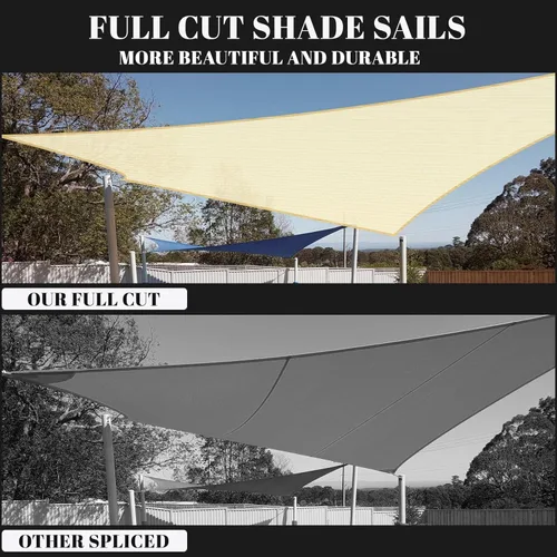 Miniatura 5 de Cool Area Toldo tipo vela triangular de 10 x 10 x 10 pies para patio al aire libre, crema mantequilla
