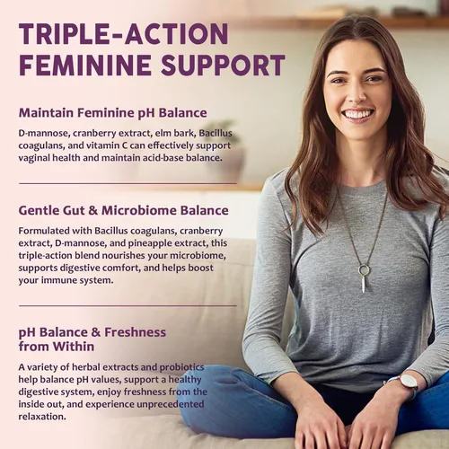 Miniatura 3 de Feminine Balance - Gomitas probióticas para mujeres, apoyan la salud vaginal, el equilibrio del pH, la frescura y la salud digestiva, con piña, olmo