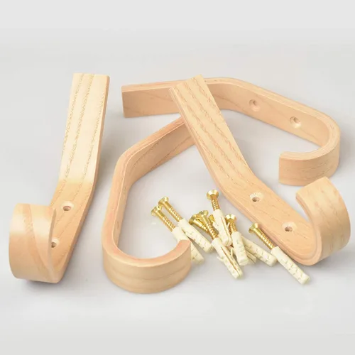 Miniatura 4 de Ganchos de madera montados en la pared, ganchos vintage de una sola pared, organizador resistente para colgar toallas y sombreros, paquete de 4