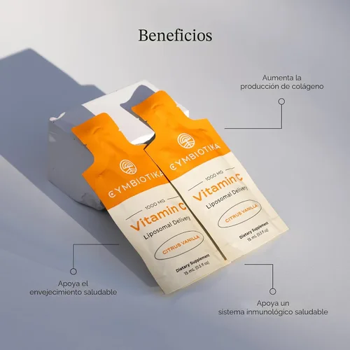 Miniatura 2 de CYMBIOTIKA Paquetes individuales de vitamina C, suministro liposomal, suplemento para apoyo inmunológico, refuerzo de colágeno y envejecimiento