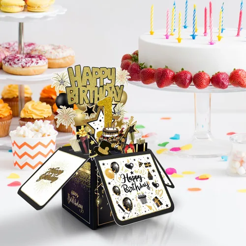 Miniatura 6 de Tarjeta de cumpleaños número 1 de Joycard, decoraciones de cumpleaños número 1 para niñas y niños, para ella o él, tarjetas 3D de feliz cumpleaños
