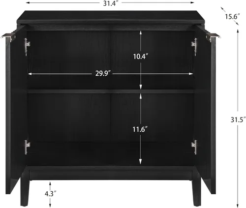 Miniatura 3 de Armario estriado con almacenamiento, aparador de 2 puertas, armario moderno con estante ajustable para cocina o sala de estar