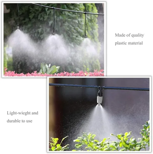 Miniatura 3 de Boquilla de nebulización de plástico, juntas en T para riego por nebulización, sistema de enfriamiento de flores, riego de jardín en casa, 20