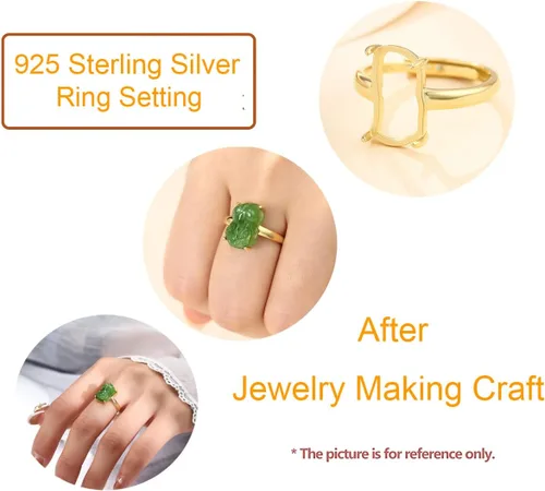 Miniatura 4 de Base de anillo ajustable de plata de ley 925 para anillo de piedra irregular de 0.276 x 0.551 in, ajuste en blanco, fabricación de joyas, regalo