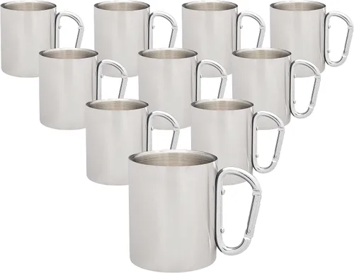 Miniatura 13 de Tazas personalizadas de acero inoxidable con asa de mosquetón, 10 onzas, juego de 100, paquete personalizado a granel, perfectas para café