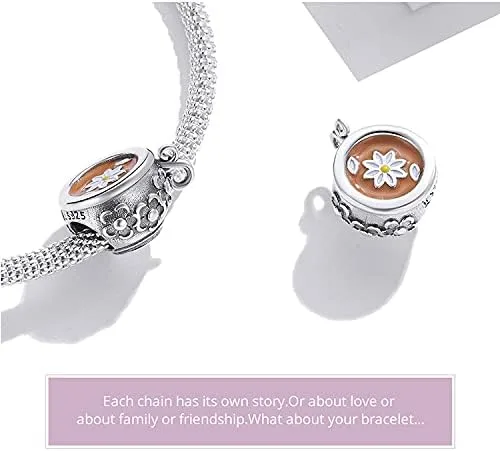Miniatura 5 de Pulseras de cuentas de tetera para mujer, plata esterlina, cristal azul, circón, cuentas de taza de té para pulseras o collares