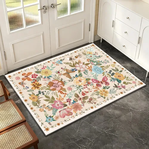 Miniatura 15 de Ukeler - Alfombra rústica con diseño floral para sala, dormitorio, comedor, Country rústico, Azul (luxury blue)