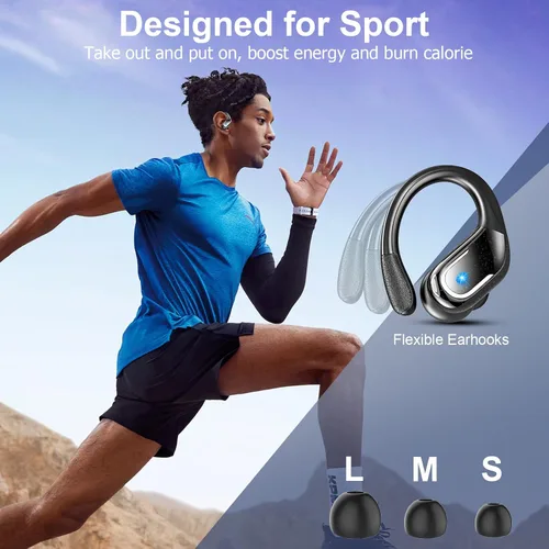 Miniatura 6 de Ltinist Auriculares inalámbricos, auriculares Bluetooth 5.4 deportivos de 75 horas, auriculares Bluetooth 2025, graves profundos sobre los oídos