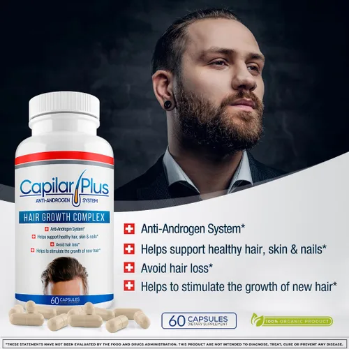 Miniatura 7 de Capilar Plus con sistema anti-andrógeno Suplemento para el crecimiento del cabello Tratamiento de pérdida de cabello Piel, cabello y uñas