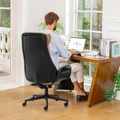 Miniatura 9 de Glitzhome Silla de oficina de respaldo alto, moderna silla giratoria ergonómica de oficina, silla de escritorio ajustable para oficina en casa