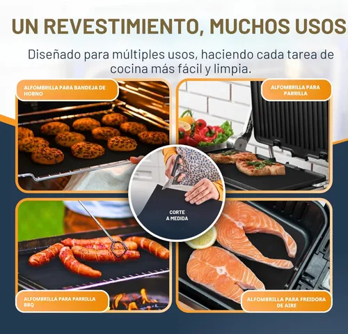 Miniatura 6 de Revestimientos para horno para la parte inferior del horno - Paquete de 2 alfombrillas grandes y resistentes, 17 x 25 pulgadas, antiadherentes, Negro