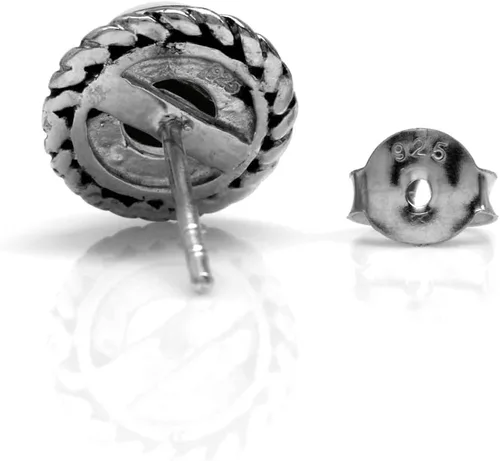 Miniatura 3 de Silvershake Pendientes de cuerda de plata de ley 925 de 0.236in naturales o creadas de forma redonda para mujer