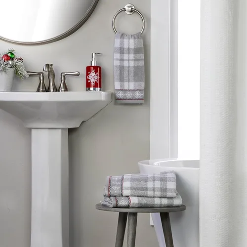 Miniatura 4 de SKL Home Toalla de baño de Navidad/Winter Fair Isle, color rojo