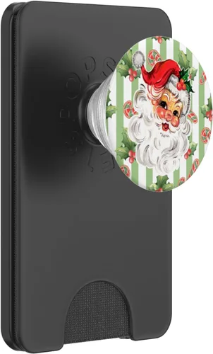 Miniatura 7 de PopSockets PopGrip estándar de rayas de bastón de caramelo navideño de Papá Noel
