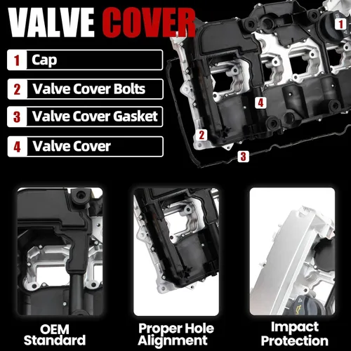 Miniatura 3 de MITZONE - Cubierta de válvula de motor de aluminio compatible con Mercedes Benz 1.8L Para Mercedes Benz C180 C200 E200 E250 SLK200 C250 C250