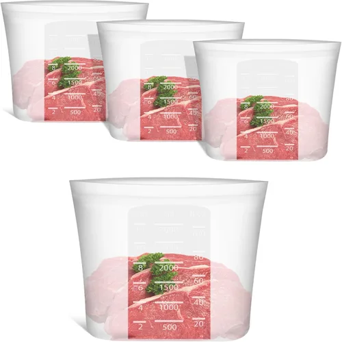 Miniatura 10 de Bolsas de Alimentos Reutilizables, Paquete de 12 Bolsas de Almacenamiento de Alimentos 100% Silicona que se Mantienen de Pie con Cierre Hermético